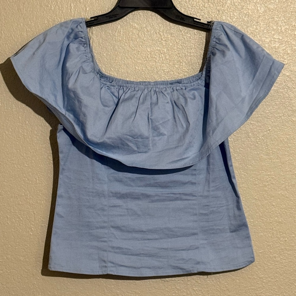 Heart & Hips Sky Blue Ruffle Blouse